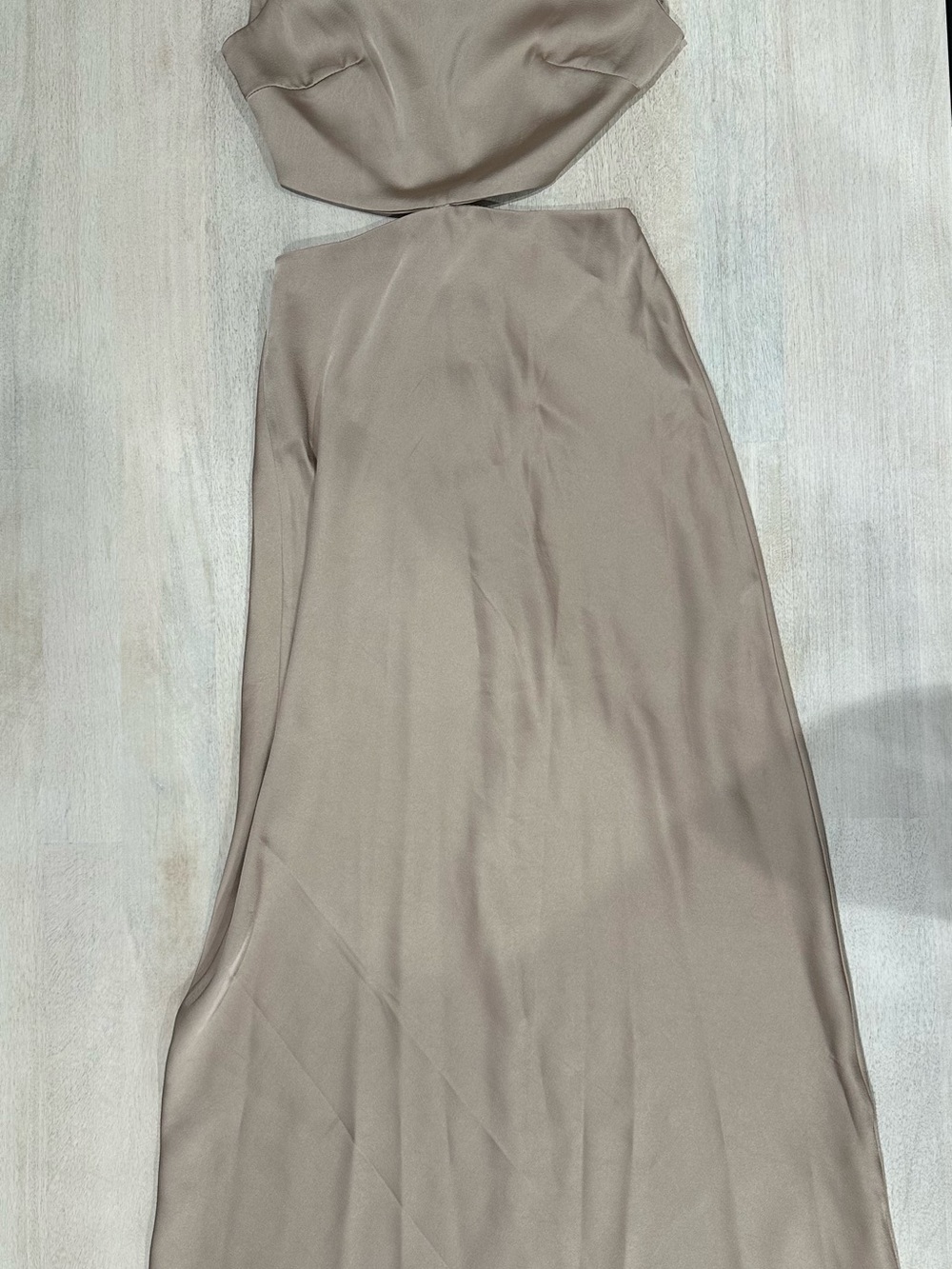 Hello Molly Neutral Satin Dress